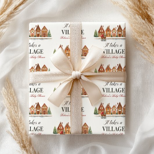 Papier Cadeau Maisons de village à poussette rustique Shower de