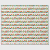Papier Cadeau Maisons décorées de Noël Blanc (Plat)