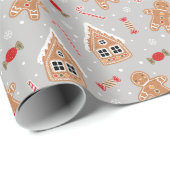 Papier Cadeau Maisons en pain d'épice, biscuits, Sucres de canne (Coin rond)