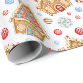 Papier Cadeau Maisons en pain d'épices  (Coin rond)