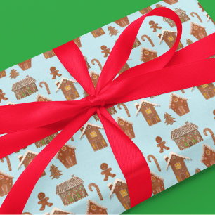 Papier Cadeau Maisons et biscuits en pain d'épice fantaisistes