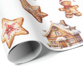 Papier Cadeau Maisons et hommes en pain d'épices (Coin rond)