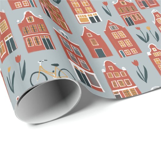 Papier Cadeau Maisons hollandaises sucrées papier enveloppant (Coin rond)