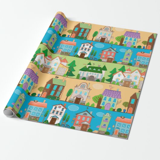 Papier Cadeau Maisons mignonnes (Déroulé)