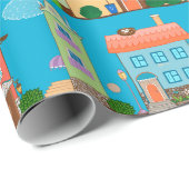 Papier Cadeau Maisons mignonnes (Coin rond)