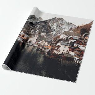 PAPIER CADEAU MAISONS PRÈS DU CORPS D'EAU ET DE MONTAGNE