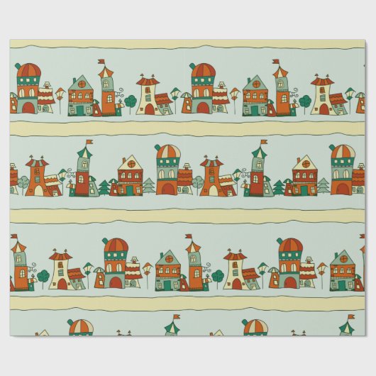 Papier Cadeau Maisons Wonky (Plat)