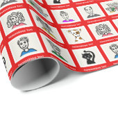 Papier Cadeau Make It Your Own | Custom 9 Family Photos Red (Coin rond)