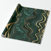 Papier Cadeau Malachite vert foncé et veines de strates de feuil (Déroulé)