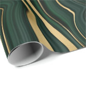 Papier Cadeau Malachite vert foncé et veines de strates de feuil (Coin rond)
