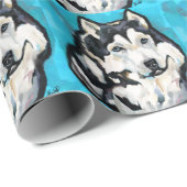 Papier Cadeau Malamute d'Alaska (Coin rond)