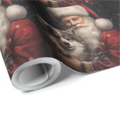 Papier Cadeau Malamute d'Alaska avec Noël du Père Noël (Coin rond)
