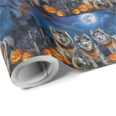 Papier Cadeau Malamute d'Alaska Halloween Épouvantable (Coin rond)