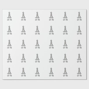 Papier Cadeau Malamute d'Alaska Rythme Cardiaque Ligne Cœur Patt