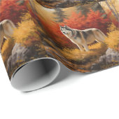 Papier Cadeau Malamute en Alaska à l'automne Feuilles automne in (Coin rond)