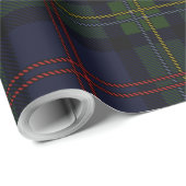 Papier Cadeau Malcolm vert violet rouge Tartan (Coin rond)