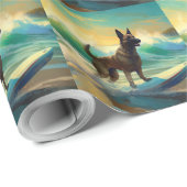 Papier Cadeau Malinoi Beach Surf Peinture belge (Coin rond)
