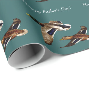 Papier Cadeau Mallard Canards en vol Turquoise