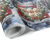 Papier Cadeau Maltese Christmas Red Truck Holiday (Coin rond)