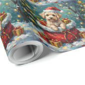 Papier Cadeau Maltese Christmas Santa Bag Adventure (Coin rond)