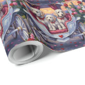 Papier Cadeau Maltese Dog Valentine's Day  (Coin rond)