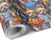 Papier Cadeau Malti Tzu Trick-or-Treating en costumes d'Hallowee (Coin rond)