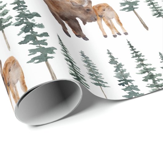 Papier Cadeau Mama Baby Bison (Coin rond)