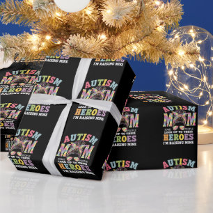 Papier Cadeau Maman autiste élevant un héros, chignon désordonné