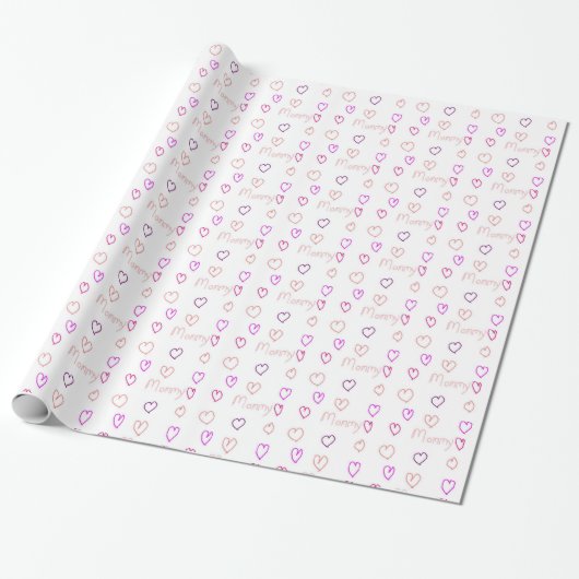 Papier Cadeau Maman aux coeurs (Déroulé)