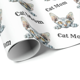 Papier Cadeau Maman Chat Guettant Donskoy Motif Répétitif