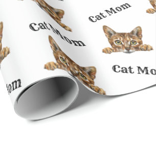 Papier Cadeau Maman Chat Qui Regarde Chausie Motif Répétitif