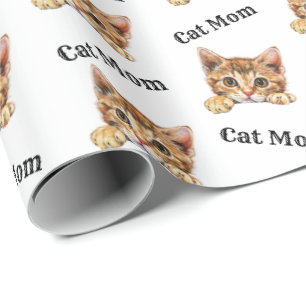 Papier Cadeau Maman Chat qui regarde Cheetoh Motif Répétitif
