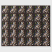 Papier Cadeau Maman Chatte Tabby Trois Adorables Chatons (Plat)