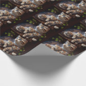 Papier Cadeau Maman Chatte Tabby Trois Adorables Chatons (Coin)