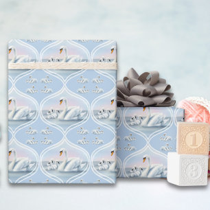 Papier Cadeau Maman cygne charmante avec des bébés dans un couch