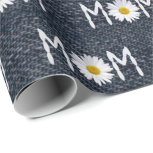Papier Cadeau Maman Daisy Sur Blue Denim