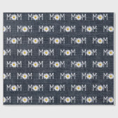 Papier Cadeau Maman Daisy sur denim bleu (Plat)