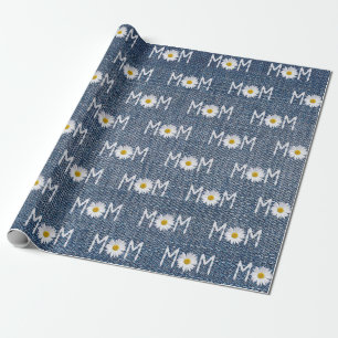 Papier Cadeau Maman Daisy Sur Papier D'Enveloppement De Denim Bl