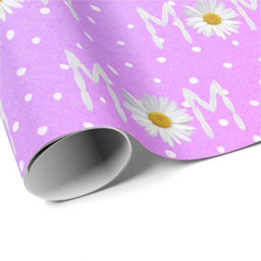 Papier Cadeau Maman Daisy Sur Papier Pois Enveloppé (Coin rond)