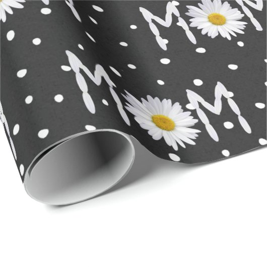 Papier Cadeau Maman Daisy Sur Papier Pois Enveloppé (Coin rond)