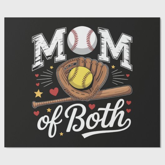 Papier Cadeau Maman de Game Day Baseball Softball (Plat)