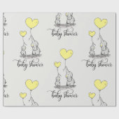 Papier Cadeau Maman éléphante & Baby shower gris jaune (Plat)