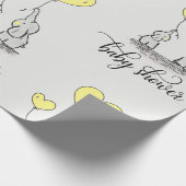 Papier Cadeau Maman éléphante & Baby shower gris jaune (Coin)
