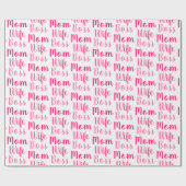 Papier Cadeau Maman femme patron rose blanc script personnalisé  (Plat)