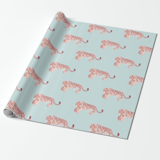 Papier Cadeau Maman Tigre & Cub Motif Bébé Papier à enveloppemen (Déroulé)