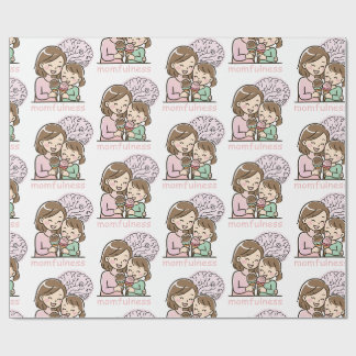 Papier Cadeau Mamanité Mignon Motif de Crème Glacée Mère Fille