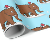 Papier Cadeau Mammoth laine dans un chapeau de Père Noël (Coin rond)