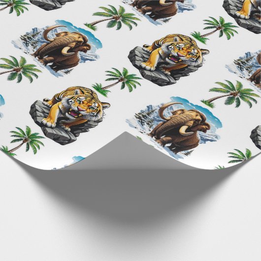 Papier Cadeau Mammoth Sabertooth Tiger âge de glace Conception M (Coin)