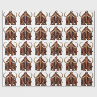 Papier Cadeau Mammouth laineux enveloppé de lumières de Noël