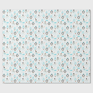 Papier Cadeau manchot bonhomme de neige hiver